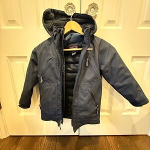 Patagonia kids navy double jacket. Puffer inside/ snow jacket out
